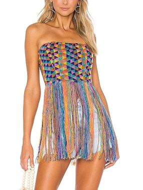 House of Harlow 1960 x Revolve Amelia Top Fringe Strapless Top Festival Rave S
